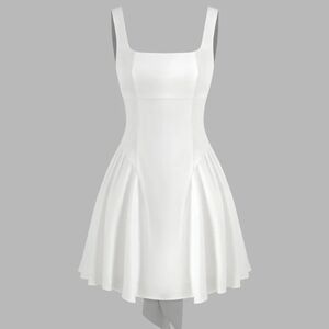 White Sleeveless Dress With Back Bow Bridal SHOWER